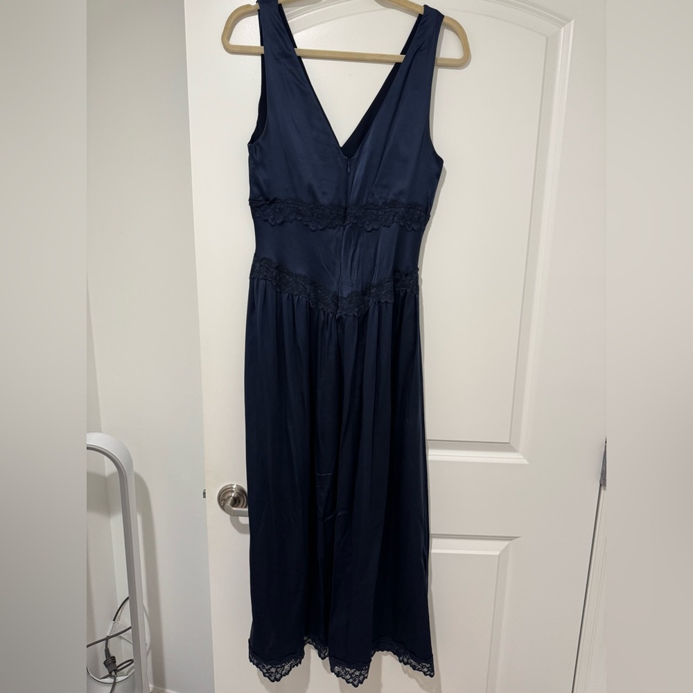 Reformation Stasia Sleeveless Silk Midi Dress in Navy - Picture 8 of 12